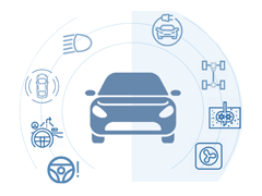 illustration of car with symbols around it