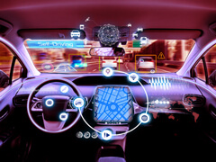 inside of car dashboard with a hologram of apps