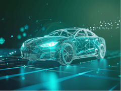 Outline of a Car in Green Light
